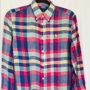 Ralph Lauren 100% Linen Shirt Plaid Men’s P/S